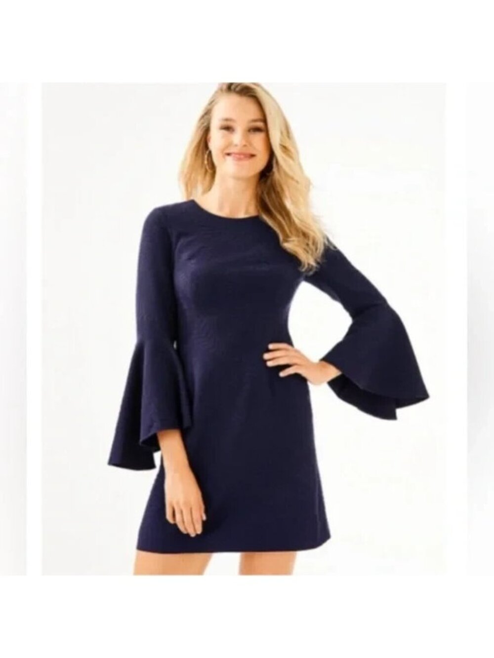 Lilly Pulitzer M True Navy Fern Pucker Jacquard Mini Dress
